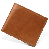 Men Short Bifold Leather Wallet with Coin Pocket