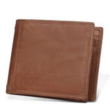 Men Short Bifold Leather Wallet with Coin Pocket