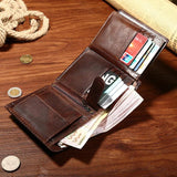Men's Short Bifold Wallet with Coin Pocket