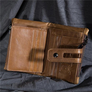 Men Wallet Cow Leather Large Capacity Short Men Purse