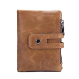Men Wallet Cow Leather Large Capacity Short Men Purse