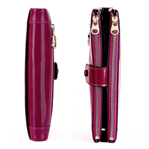 Women's Leather Clutch Long Wallet Oil Wax Coin Purse