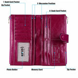 Women's Leather Clutch Long Wallet Oil Wax Coin Purse
