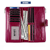 Women's Leather Clutch Long Wallet Oil Wax Coin Purse