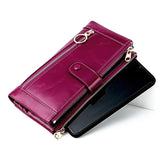 Women's Leather Clutch Long Wallet Oil Wax Coin Purse