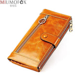 Women's Leather Clutch Long Wallet Oil Wax Coin Purse