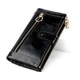 Women's Leather Clutch Long Wallet Oil Wax Coin Purse