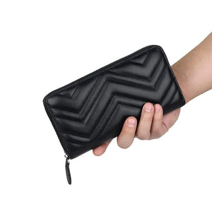 Sheepskin Long Wallet Clutch Bag Men's Women's Large Capacity