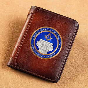 Leather Wallet Light Masonry Print Short Purse BK3699