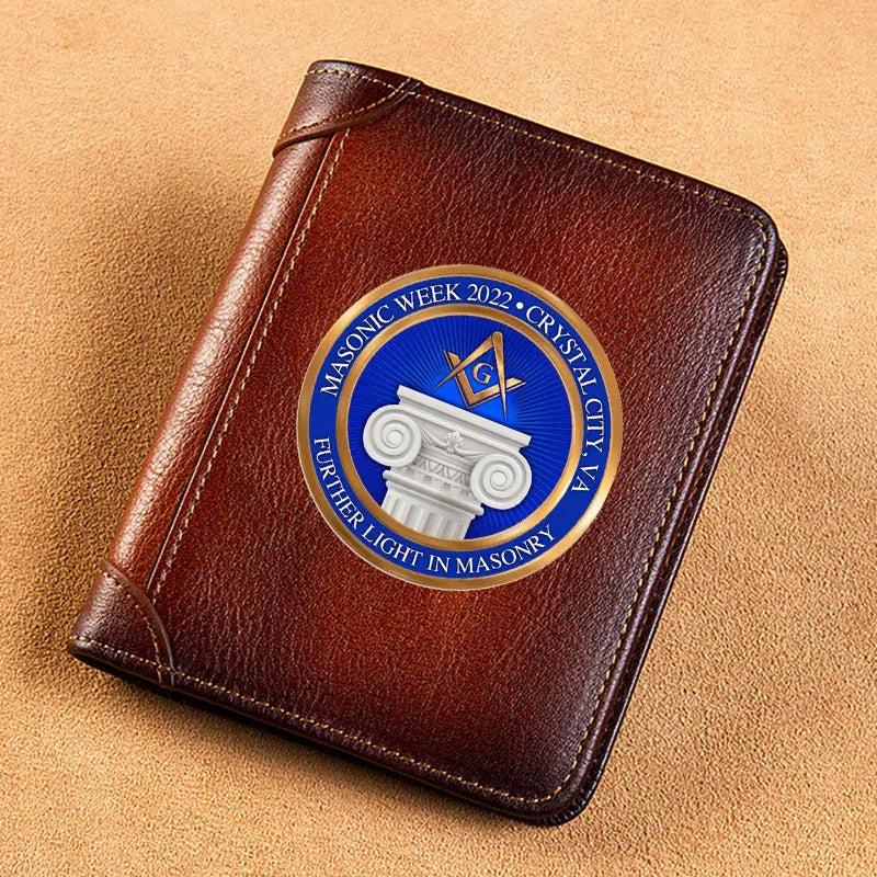 Leather Wallet Light Masonry Print Short Purse BK3699