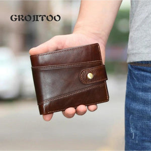 Oil Wax Leather Men Wallet Top Layer Cowhide Large Capacity Wallet