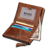 Men's Crazy Horse Skin Anti-Theft Wallet Short Wallet