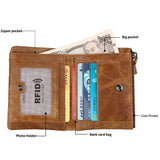 Men's Crazy Horse Skin Anti-Theft Wallet Short Wallet