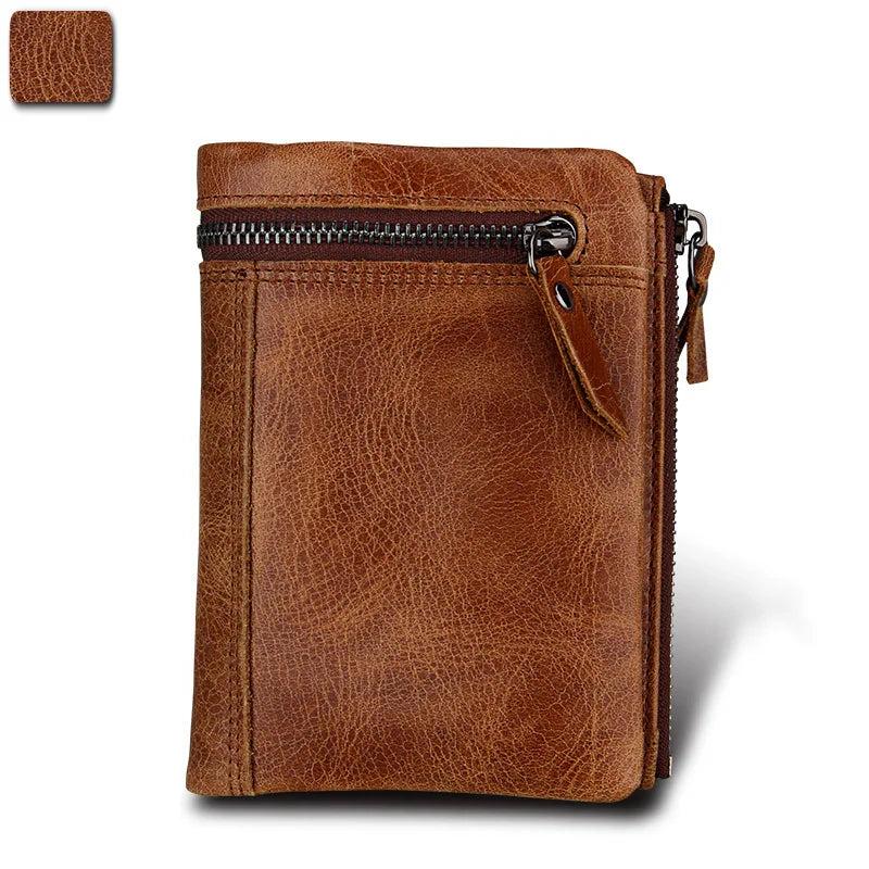 Men's Crazy Horse Skin Anti-Theft Wallet Short Wallet