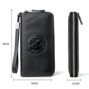 RFID Leather Men Wallet Long Business Clutch Hand Bag Phone Purse