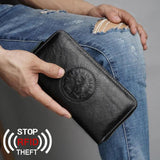RFID Leather Men Wallet Long Business Clutch Hand Bag Phone Purse