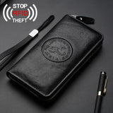 RFID Leather Men Wallet Long Business Clutch Hand Bag Phone Purse