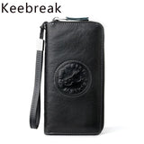 RFID Leather Men Wallet Long Business Clutch Hand Bag Phone Purse