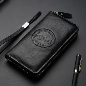 RFID Leather Men Wallet Long Business Clutch Hand Bag Phone Purse