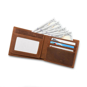 VE3033 Men's Leather Wallet Engraved, Birthday Anniversary Gift