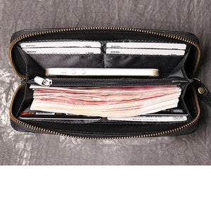 Oil Leather Long Wallet Clutch Bag Coin Purse Mobile Phone Bag