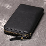 Oil Leather Long Wallet Clutch Bag Coin Purse Mobile Phone Bag