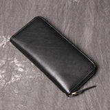 Oil Leather Long Wallet Clutch Bag Coin Purse Mobile Phone Bag