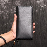 Oil Leather Long Wallet Clutch Bag Coin Purse Mobile Phone Bag