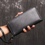 Oil Leather Long Wallet Clutch Bag Coin Purse Mobile Phone Bag