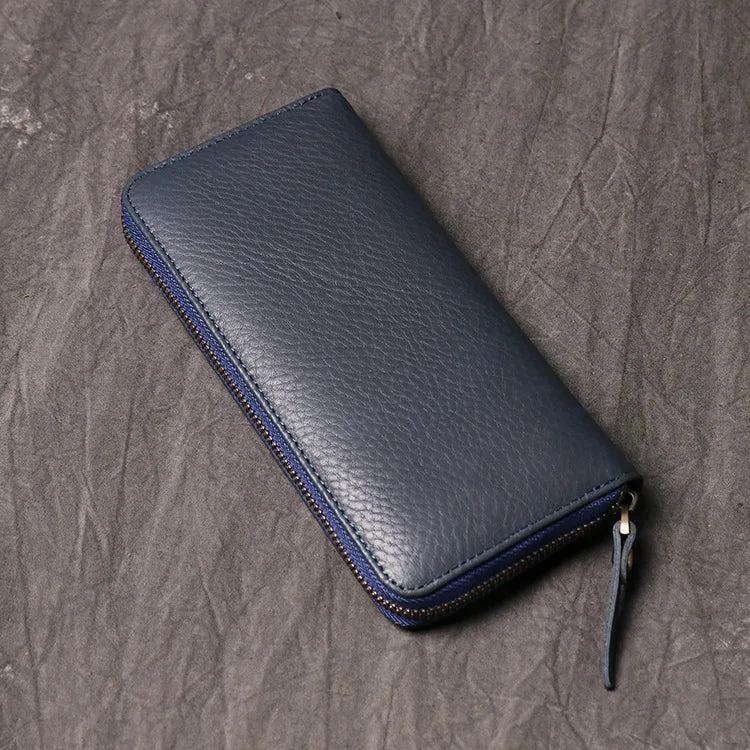 Oil Leather Long Wallet Clutch Bag Coin Purse Mobile Phone Bag