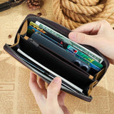 Men's Long Wallet Cow Leather Clutch Bag Functional Handbag