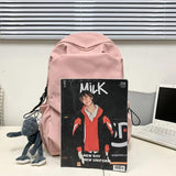 Preppy Style Nylon Backpack Large Capacity Waterproof Travel Rucksack