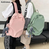 Preppy Style Nylon Backpack Large Capacity Waterproof Travel Rucksack