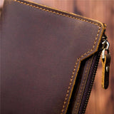 Men's Crazy Horse Leather Long Wallet Large Capacity Clutch Bag