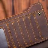 Men's Crazy Horse Leather Long Wallet Large Capacity Clutch Bag