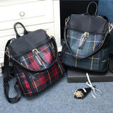 Plaid Nylon Women Travel Laptop Backpack Schoolbags Casual Rucksack