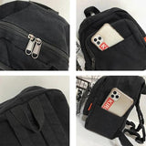 Classic Canvas Backpack for Couples Unisex College Pockets