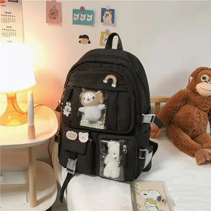 Harajuku Backpacks Students School Bookbag Transparent Lovely Large Capacity