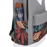 3Pcs/Set Female Backpack Leaf Print Laptop Backpack Travel Bagpack