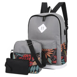 3Pcs/Set Female Backpack Leaf Print Laptop Backpack Travel Bagpack
