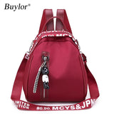 Buylor Women Backpack Waterproof Nylon Zipper School Bag