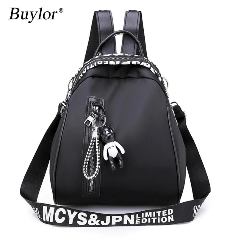 Buylor Women Backpack Waterproof Nylon Zipper School Bag