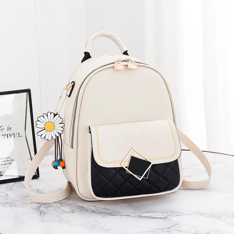 Women's PU Leather Backpack Schoolbag Girls Shoulder Bag