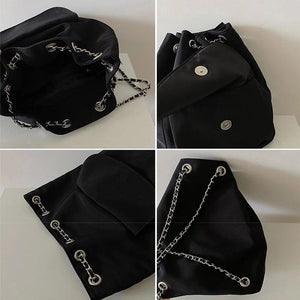 String Backpacks Women Couples Multi-func Chain Bag Solid Students OL Bagpack