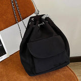 String Backpacks Women Couples Multi-func Chain Bag Solid Students OL Bagpack
