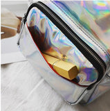 Women Hologram Backpack Laser Daypacks Female Silver Pu Leather Holographic Bags