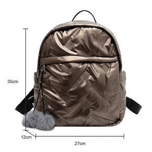 Waterproof School Bags for Students Women Backpack Quilted Cotton Casual Winter