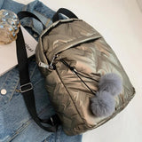 Waterproof School Bags for Students Women Backpack Quilted Cotton Casual Winter
