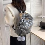 Waterproof School Bags for Students Women Backpack Quilted Cotton Casual Winter