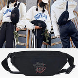 Heart Print Waist Bag Women Crossbody Men Shoulder